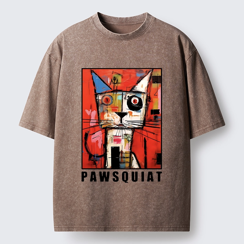 Tokyo-Tiger Abstract Picasso Cat Art Washed T-Shirt
