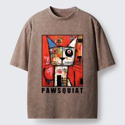 Tokyo-Tiger Abstract Picasso Cat Art Washed T-Shirt