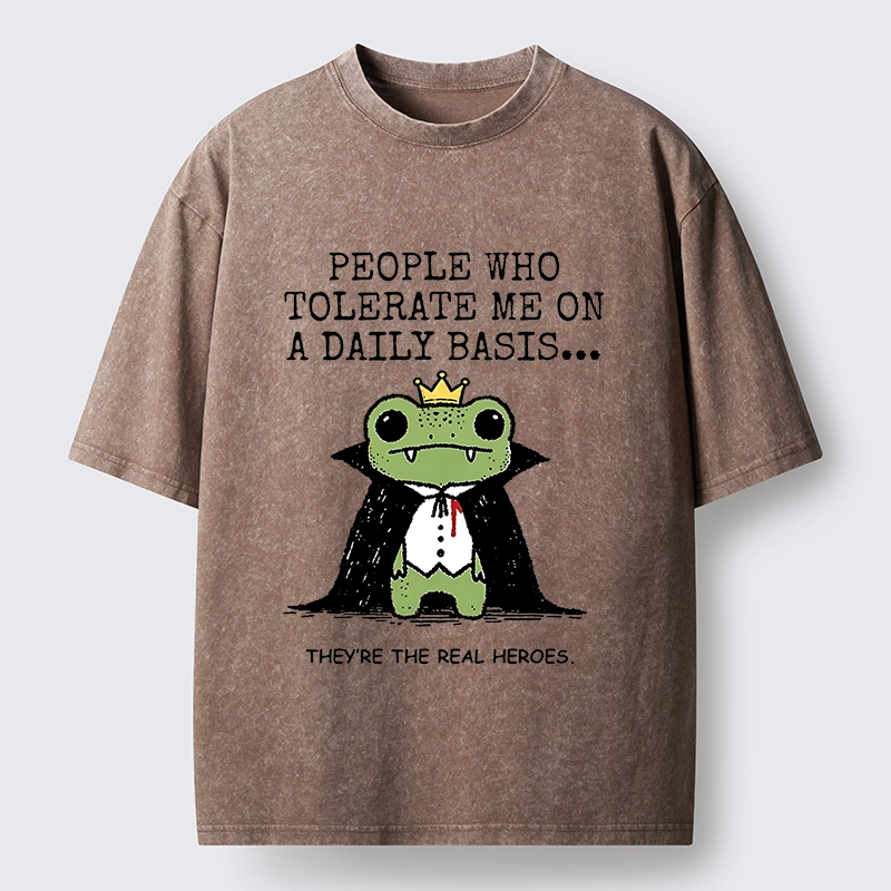 Tokyo-Tiger Funny Meme Vampire Frog Washed T-Shirt