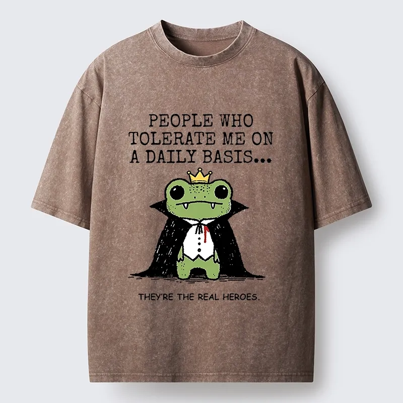 Tokyo-Tiger Funny Meme Vampire Frog Washed T-Shirt