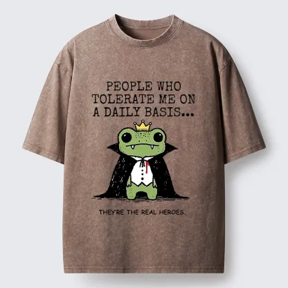 Tokyo-Tiger Funny Meme Vampire Frog Washed T-Shirt