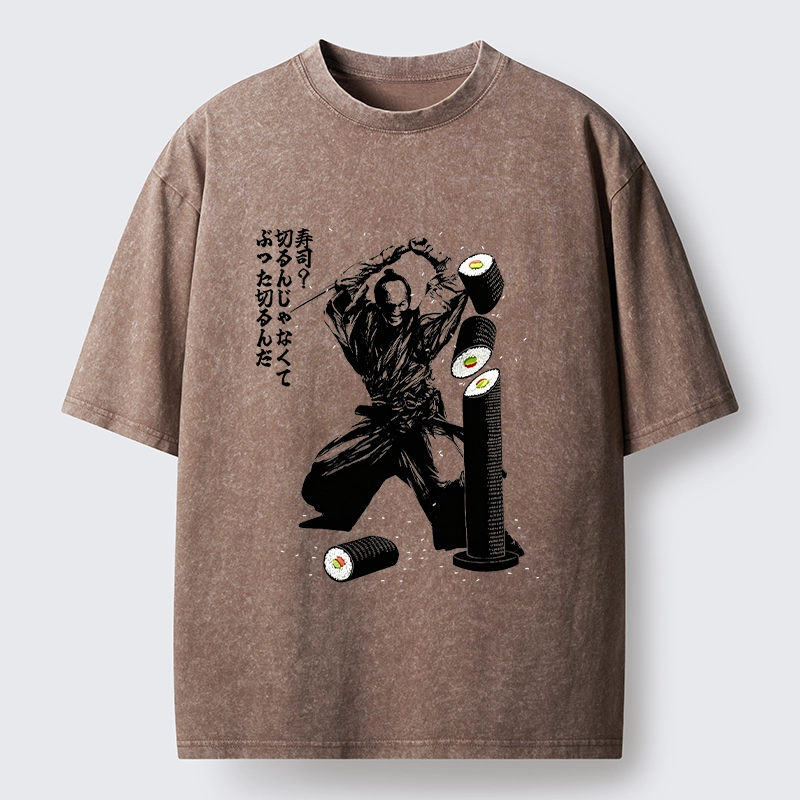 Tokyo-Tiger Samurai Sushi Slice Washed T-Shirt