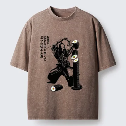 Tokyo-Tiger Samurai Sushi Slice Washed T-Shirt