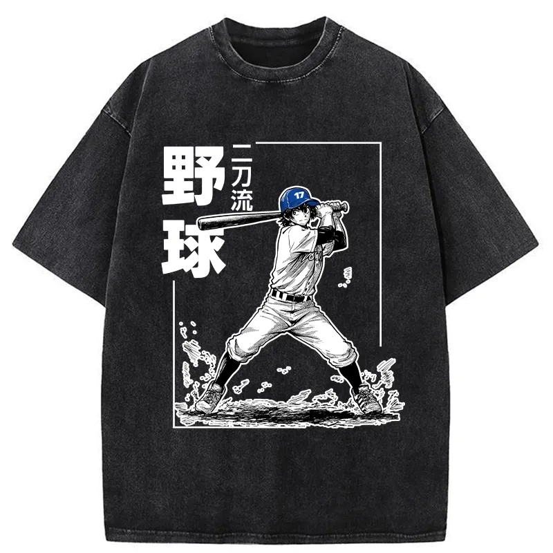 Tokyo-Tiger Two-way Baseball Player Washed T-Shirt