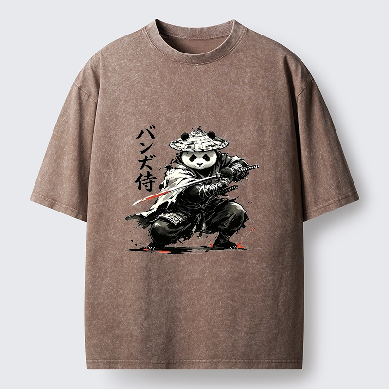 Tokyo-Tiger Panda Samurai Warrior Washed T-Shirt