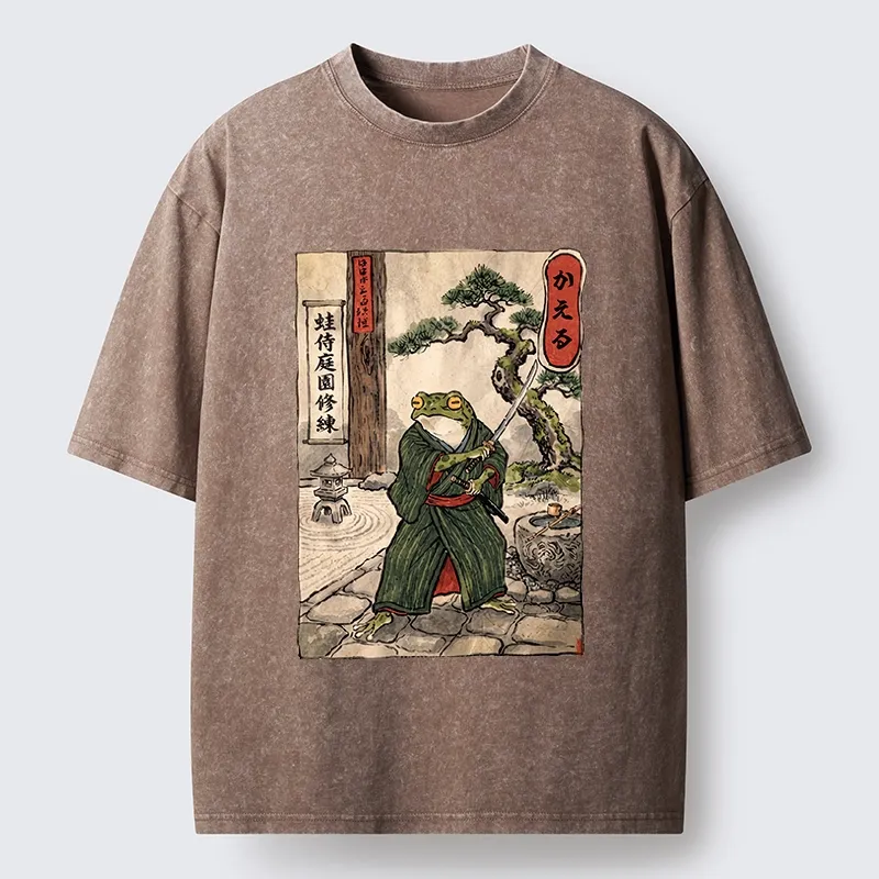 Tokyo-Tiger Samurai Frog Training Washed T-Shirt