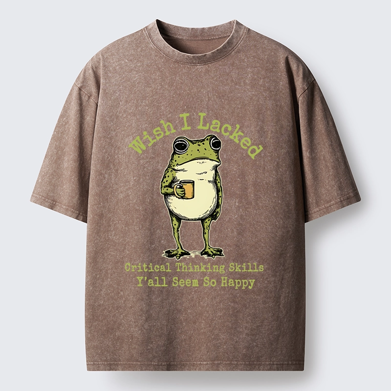 Tokyo-Tiger Critical Thinking Frog Meme Washed T-Shirt