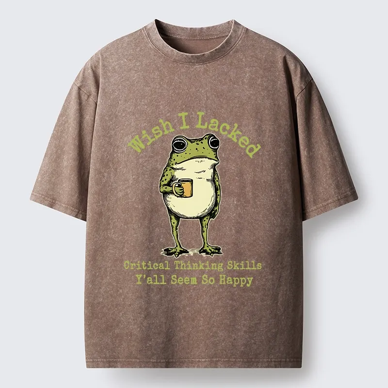 Tokyo-Tiger Critical Thinking Frog Meme Washed T-Shirt