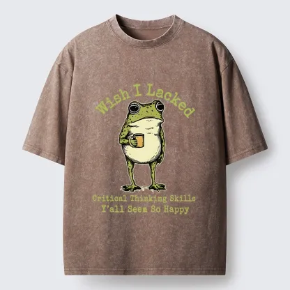 Tokyo-Tiger Critical Thinking Frog Meme Washed T-Shirt