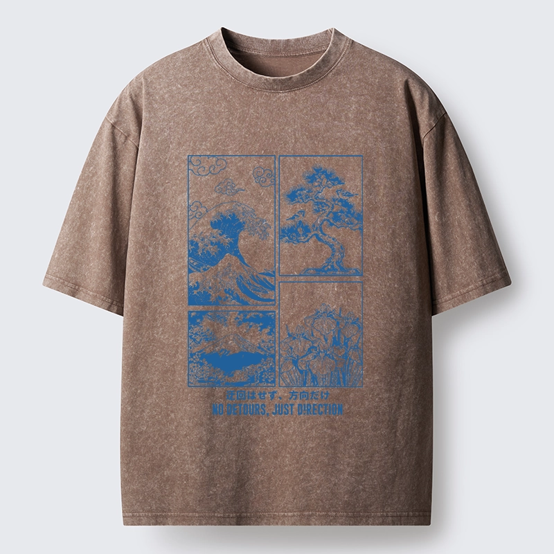 Tokyo-Tiger Japanese Wave Four Panel Washed T-Shirt