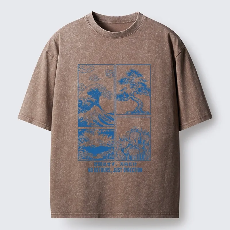 Tokyo-Tiger Japanese Wave Four Panel Washed T-Shirt