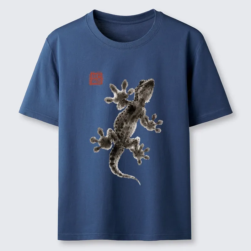 Tokyo-Tiger Minimal Asian Ink Brush Gecko Vibe Classic T-Shirt