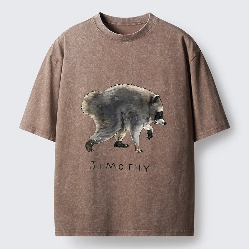 Tokyo-Tiger Jimothy Raccoon Art Washed T-Shirt