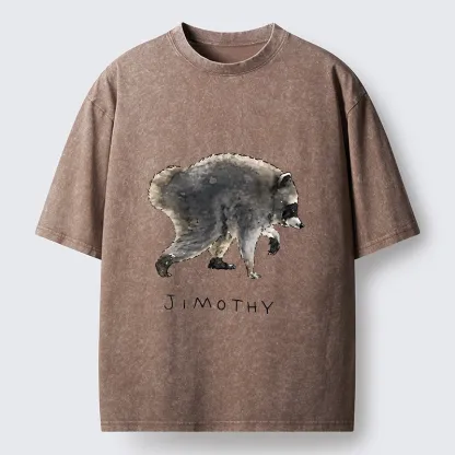 Tokyo-Tiger Jimothy Raccoon Art Washed T-Shirt