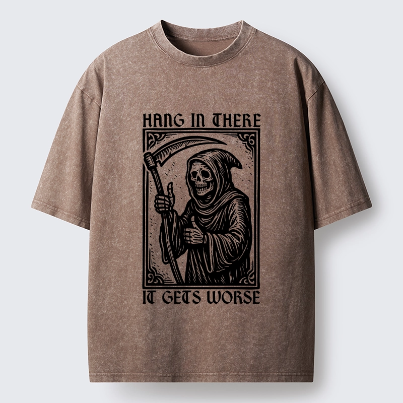 Tokyo-Tiger Hang In There Skeleton Washed T-Shirt
