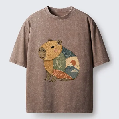 Tokyo-Tiger Patchwork Capybara Washed T-Shirt