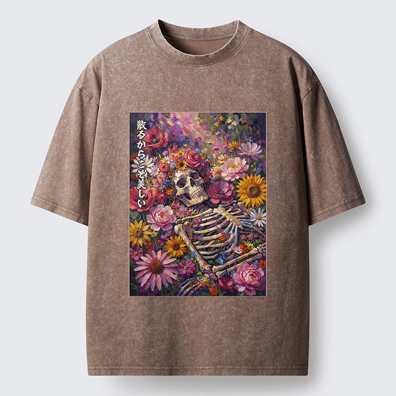 Tokyo-Tiger Bloom And Bones Washed T-Shirt