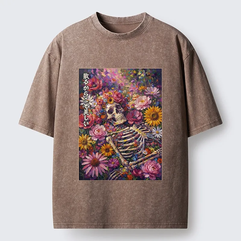 Tokyo-Tiger Bloom And Bones Washed T-Shirt