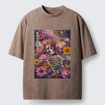 Tokyo-Tiger Bloom And Bones Washed T-Shirt