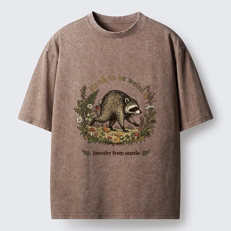 Tokyo-Tiger Funny Jimothy Raccoon Washed T-Shirt