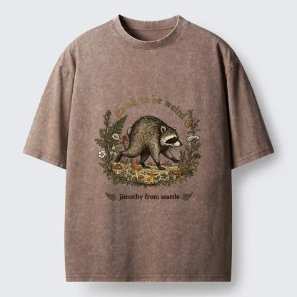 Tokyo-Tiger Funny Jimothy Raccoon Washed T-Shirt