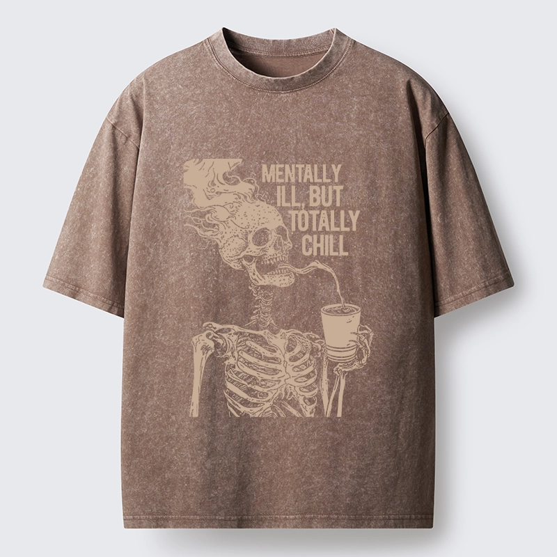 Tokyo‑Tiger Funny Skeleton Chill Washed T‑Shirt