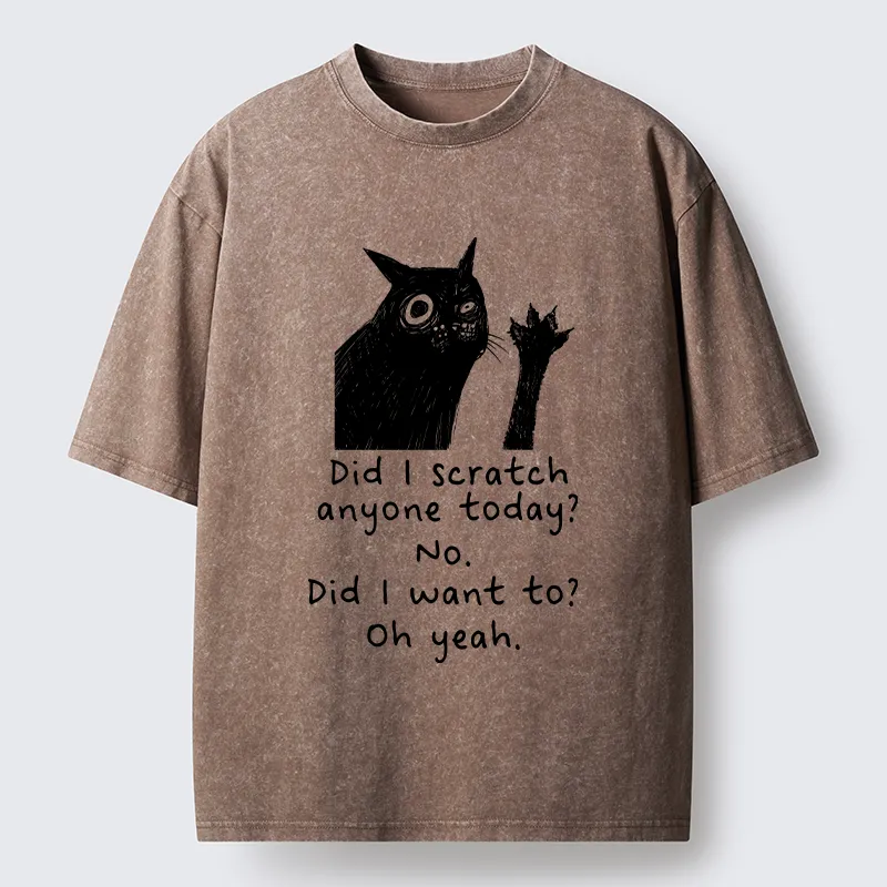 Tokyo‑Tiger Black Cat Scratches People Washed T-Shirt