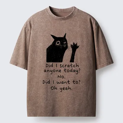 Tokyo‑Tiger Black Cat Scratches People Washed T-Shirt