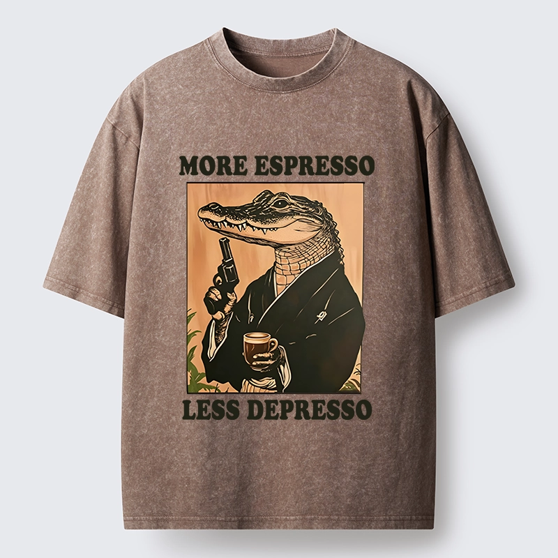 Tokyo-Tiger Coffee Mood Crocodile Washed T-Shirt