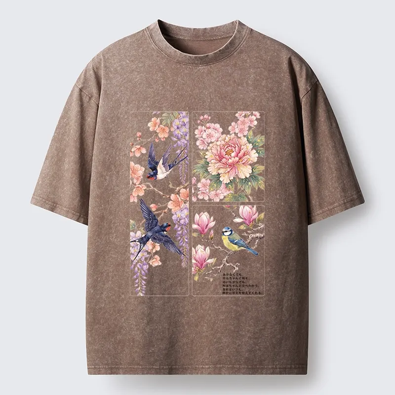 Tokyo-Tiger Spring Swallow Dance Washed T-Shirt