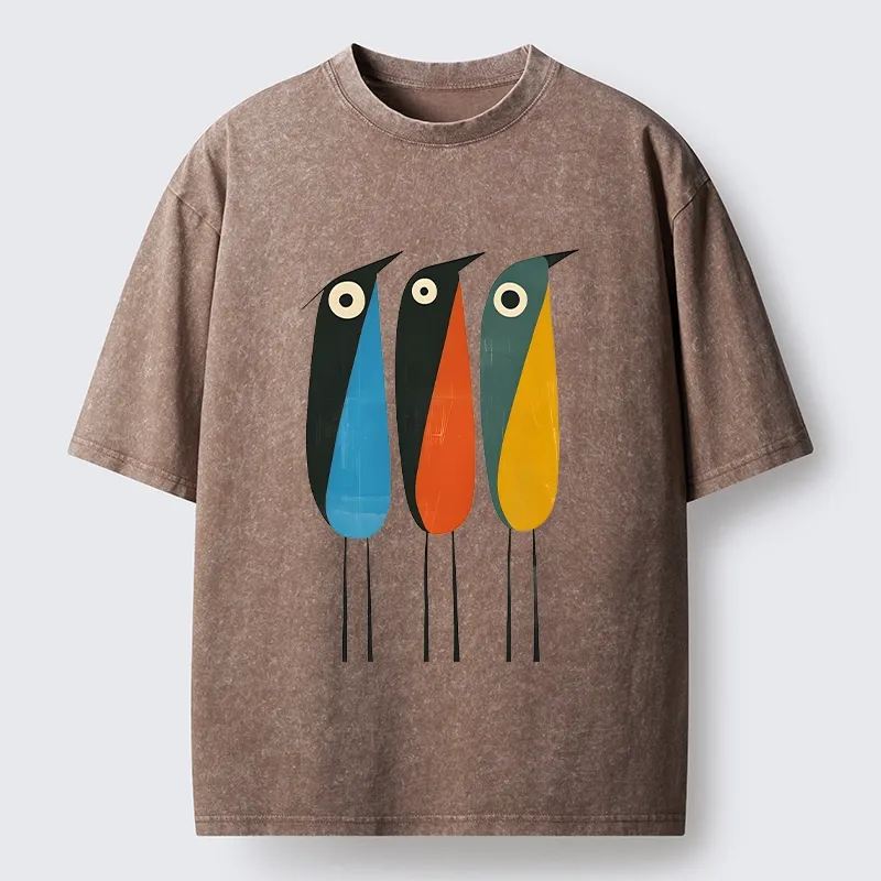 Tokyo‑Tiger Bold Shape Birds Washed T‑Shirt