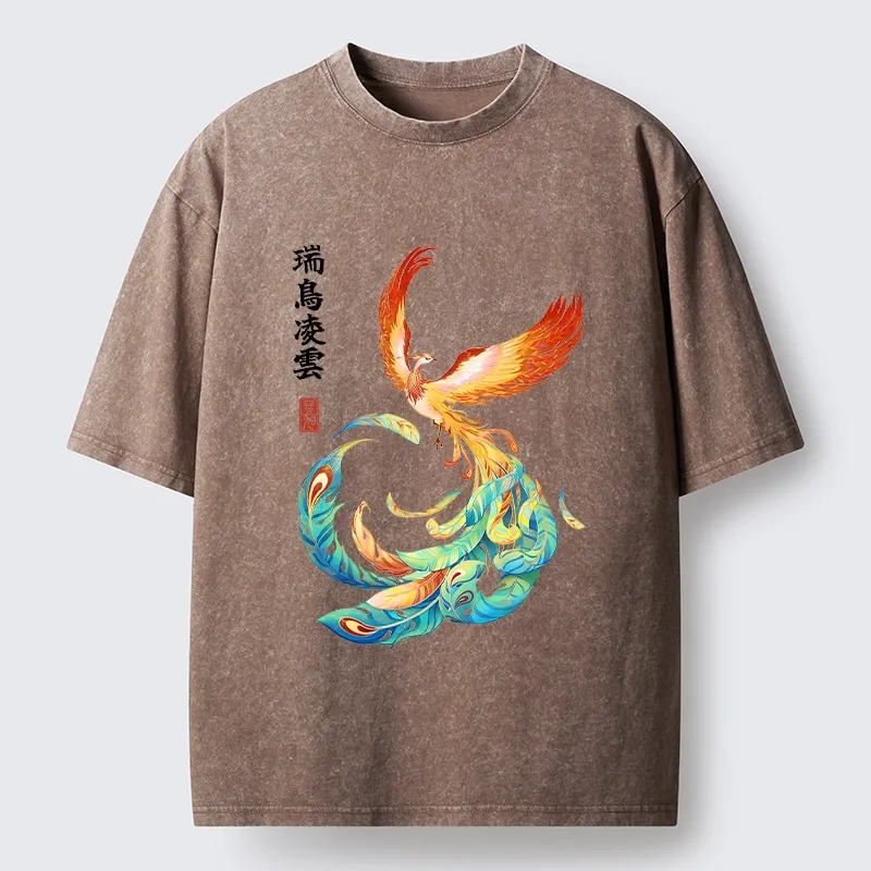 Tokyo‑Tiger Lucky Phoenix Art Washed T‑Shirt