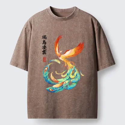 Tokyo‑Tiger Lucky Phoenix Art Washed T‑Shirt