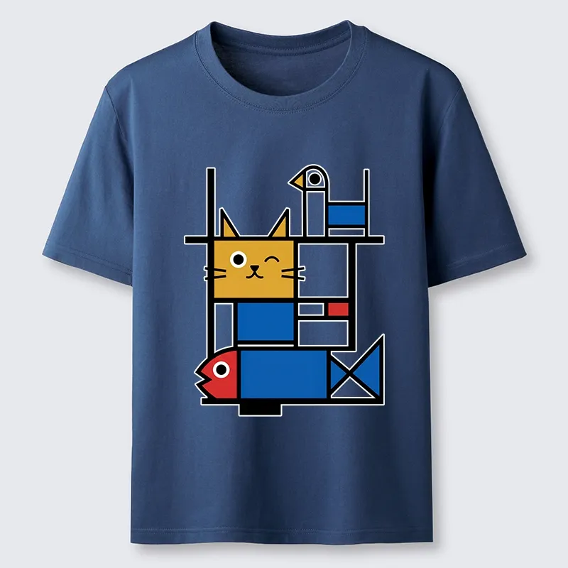 Tokyo-Tiger Retro Geometric Kitty Classic T-Shirt