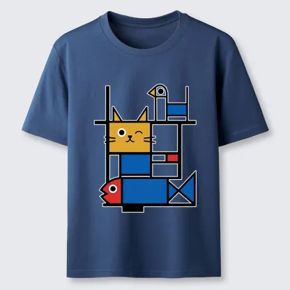 Tokyo-Tiger Retro Geometric Kitty Classic T-Shirt