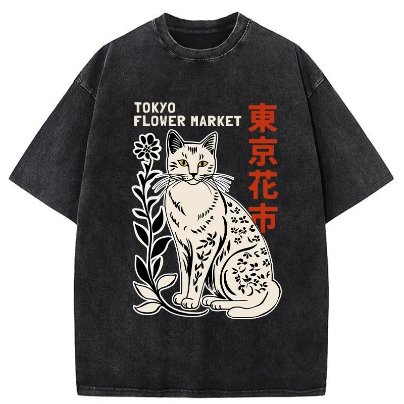 Tokyo-Tiger Flower Market Tokyo Washed T-Shirt