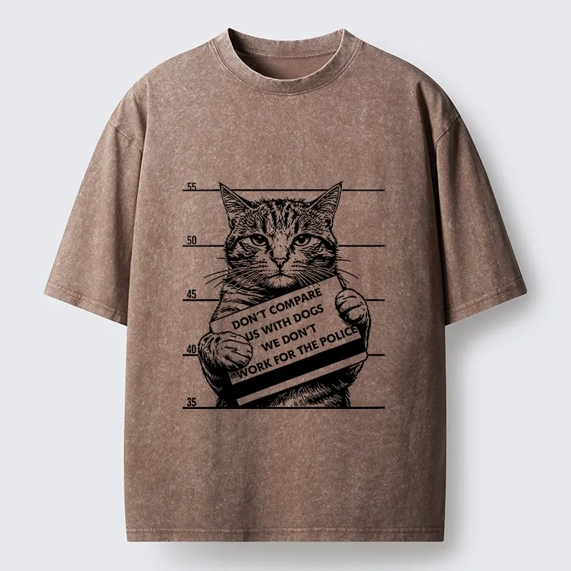 Tokyo-Tiger Funny Cat Vs Dog Joke Washed T-Shirt