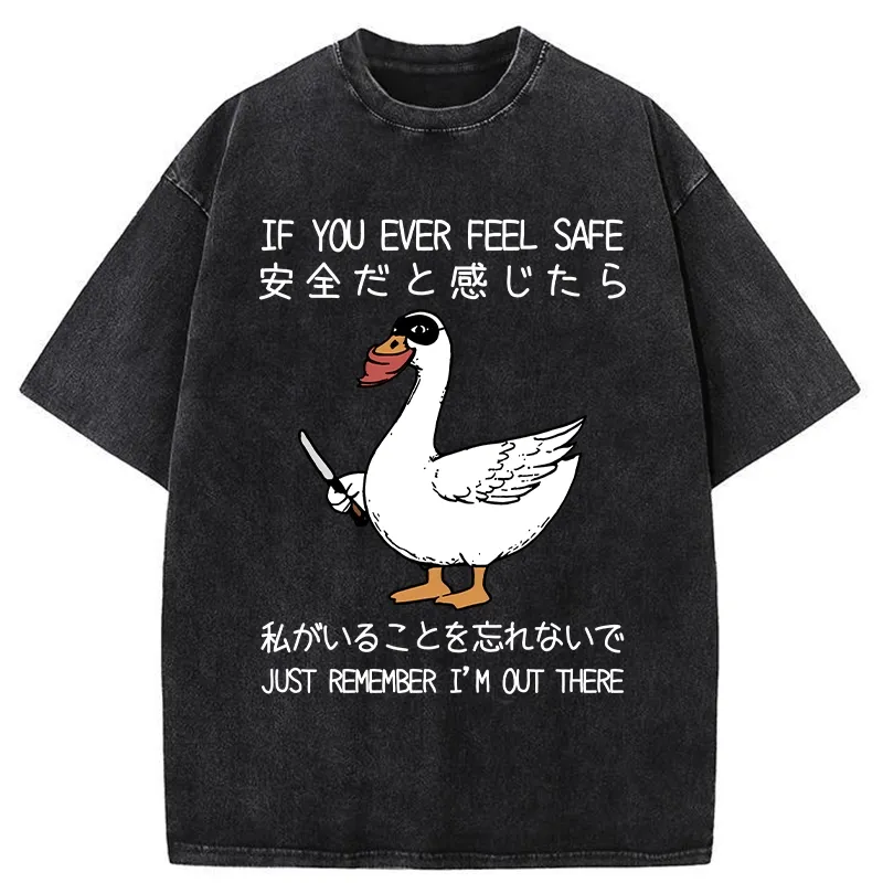 Tokyo-Tiger Funny Goose With Knife Washed T-Shirt