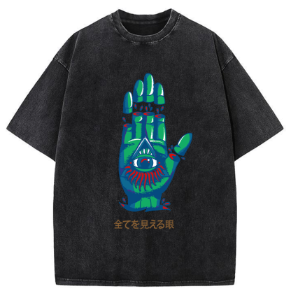Tokyo-Tiger Eyes That See Everything Washed T-Shirt