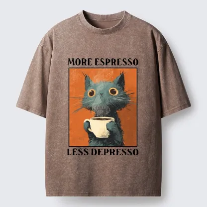 Tokyo‑Tiger Coffee Mood Cat Washed T‑Shirt