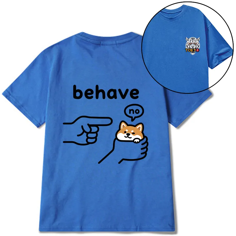 Tokyo-Tiger Funny Shiba Refusing To Behave Front Back Classic T-Shirt