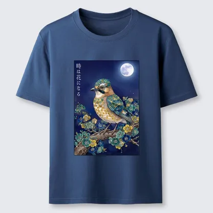Tokyo-Tiger Moon Bird Floral Retro Art Classic T-Shirt