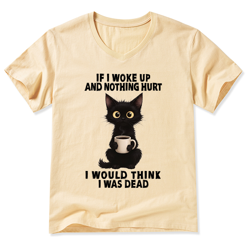 Tokyo-Tiger Funny Cute Black Cat And Coffee Meme V-Neck Classic T-Shirt