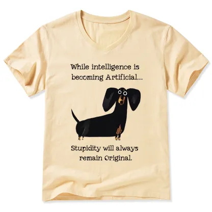Tokyo-Tiger Dachshund Real Humor Funny Meme V-Neck Classic T-Shirt