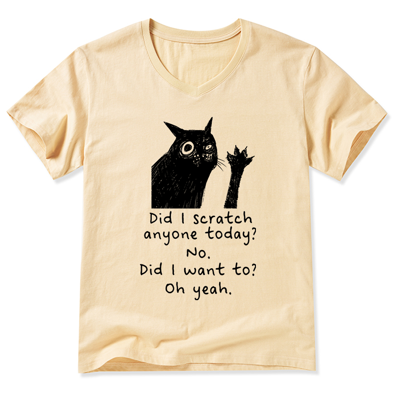 Tokyo-Tiger Black Cat Scratches People V-Neck Classic T-Shirt