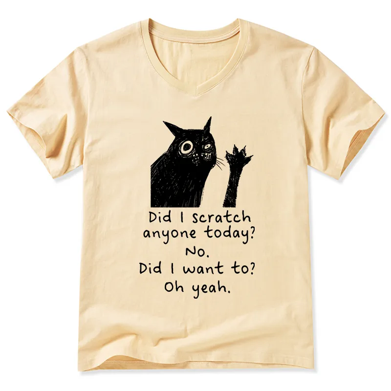 Tokyo-Tiger Black Cat Scratches People V-Neck Classic T-Shirt