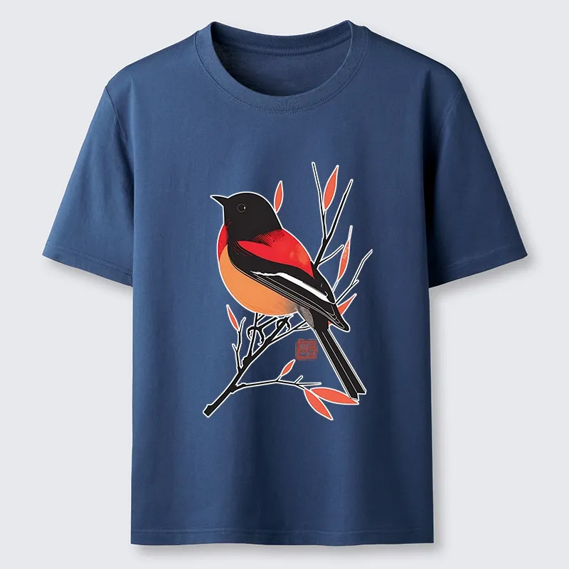 Tokyo-Tiger Oriental Bird Graphic Classic T-Shirt