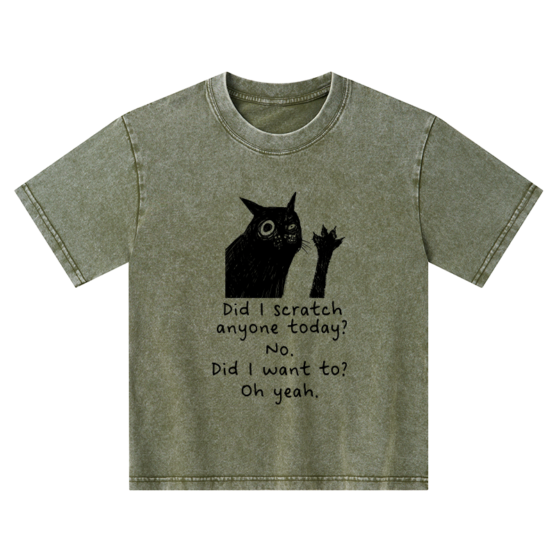 Tokyo-Tiger Black Cat Scratches People Kids Washed T-Shirt