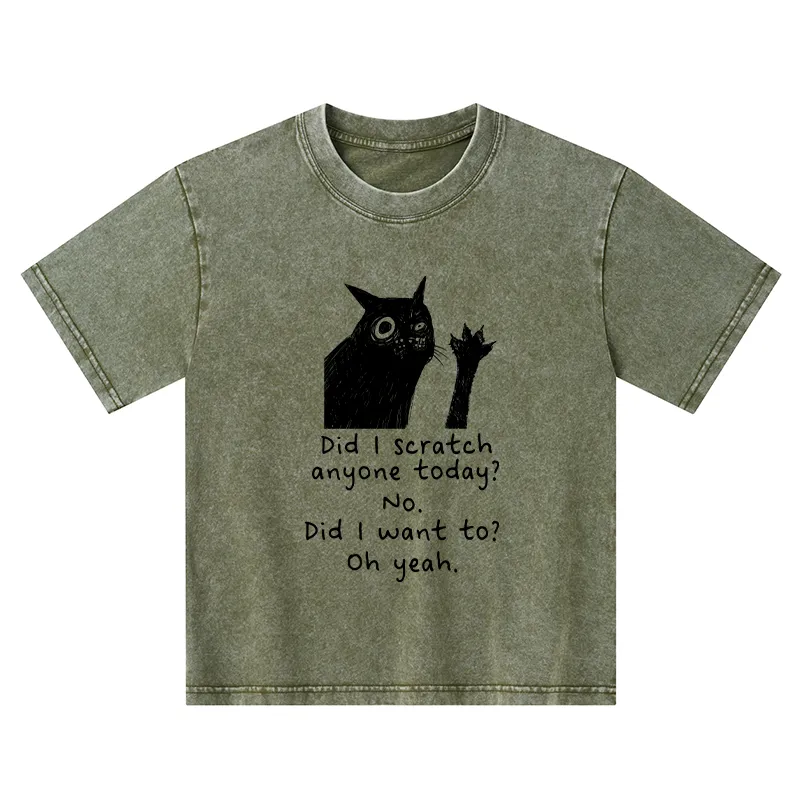 Tokyo-Tiger Black Cat Scratches People Kids Washed T-Shirt