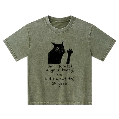 Tokyo-Tiger Black Cat Scratches People Kids Washed T-Shirt